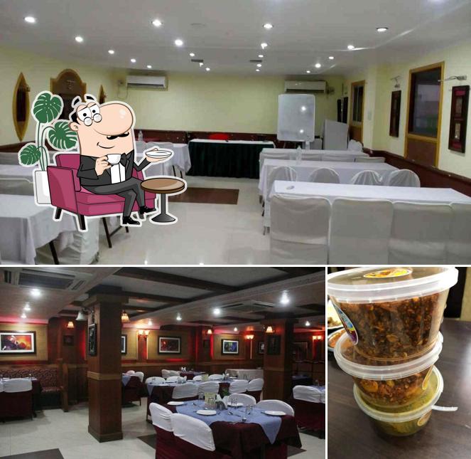 The restaurant's interior and food