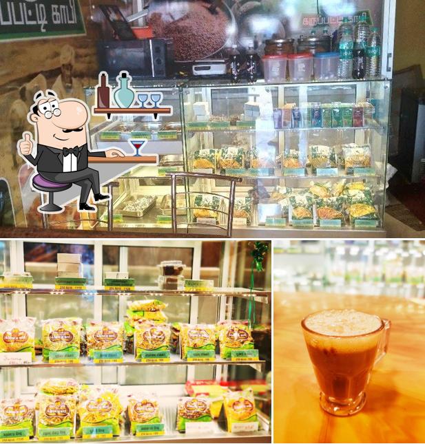 The picture of Alanganallur Karupatti Coffee’s interior and food