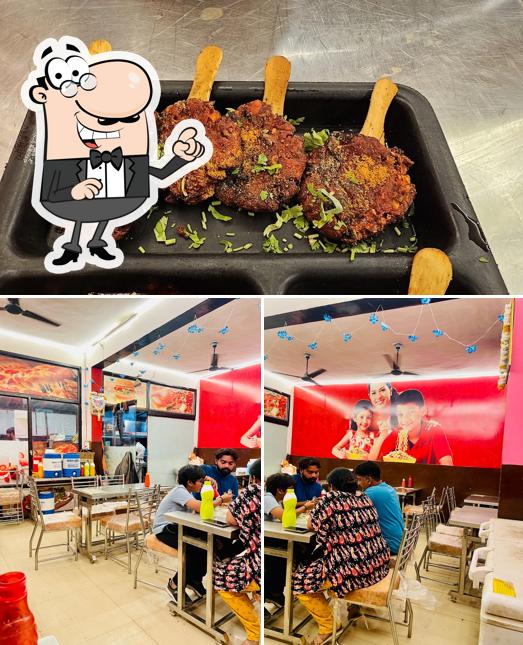 The restaurant's interior and food