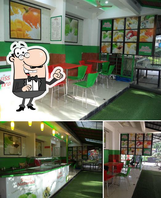 The restaurant's interior and food