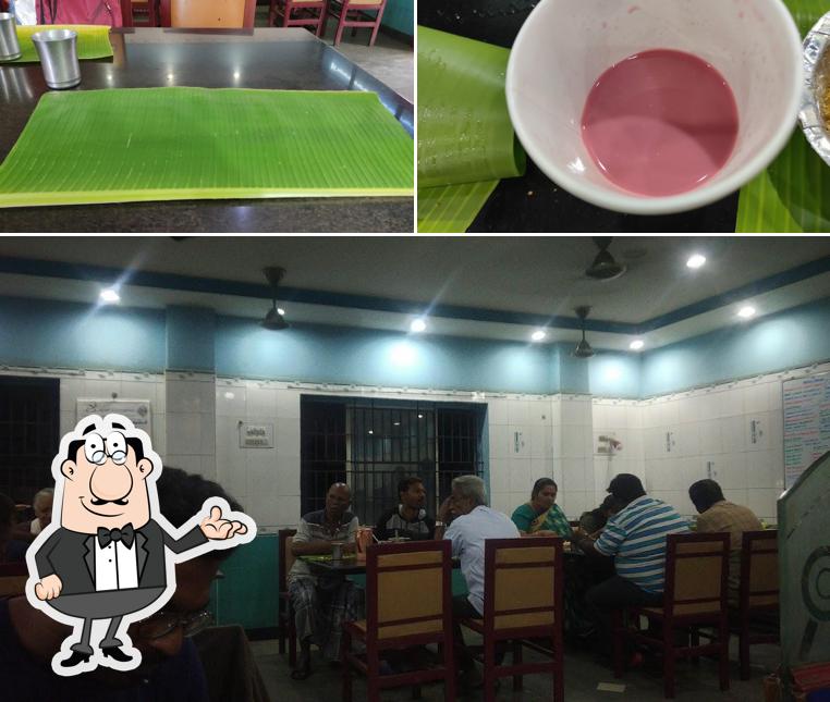 This is the picture displaying interior and food at Sri Kumar Mess