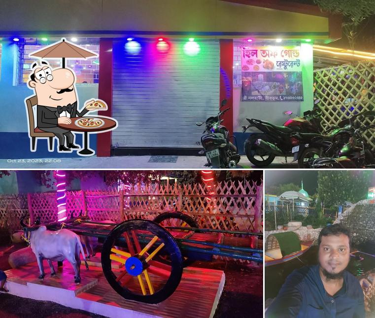 The restaurant's exterior and interior