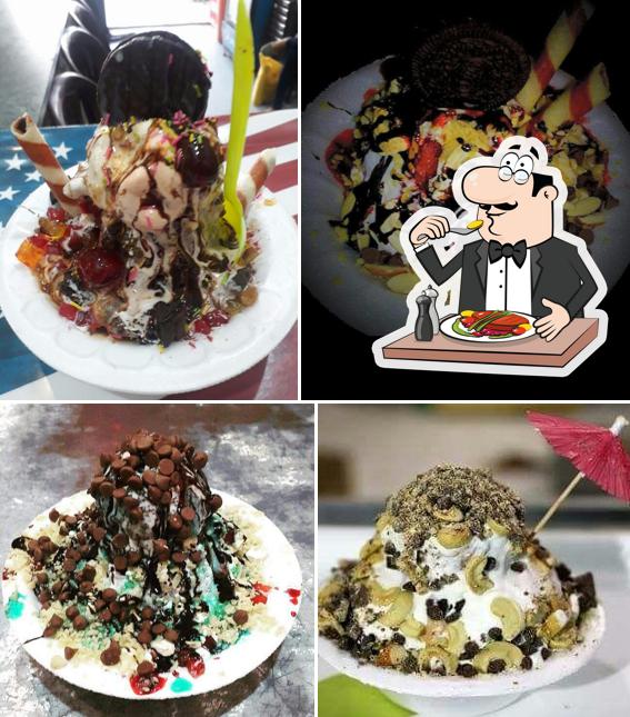 Food at Jalaram Gola wankaner (ice dish and stick)
