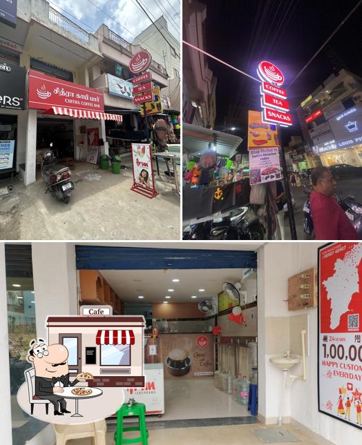 This is the image depicting exterior and interior at Chitra Coffee Bar