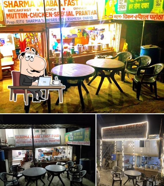 The interior of Sharma Dhaba