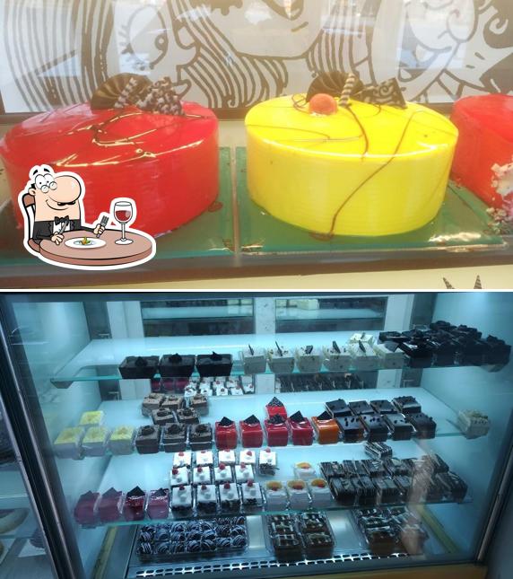 Food at Chocolate biclate celebration cakes