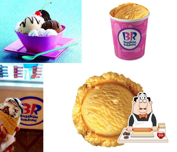 Baskin Robbins serves a number of sweet dishes