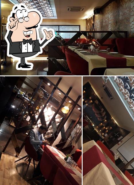 The interior of Lazeez Restaurant- Moradabad