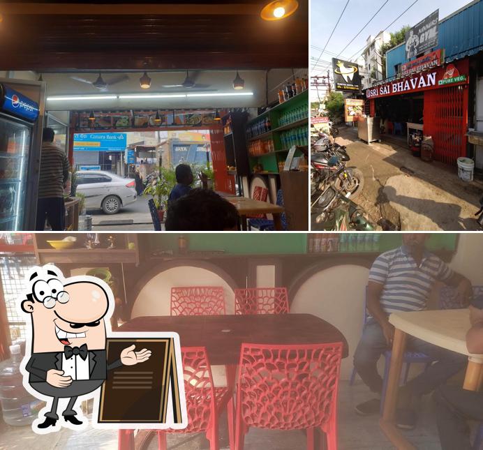 The image of Sri Sai Bhavan’s exterior and beverage