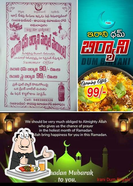 The image of food and exterior at IRANI Biryani