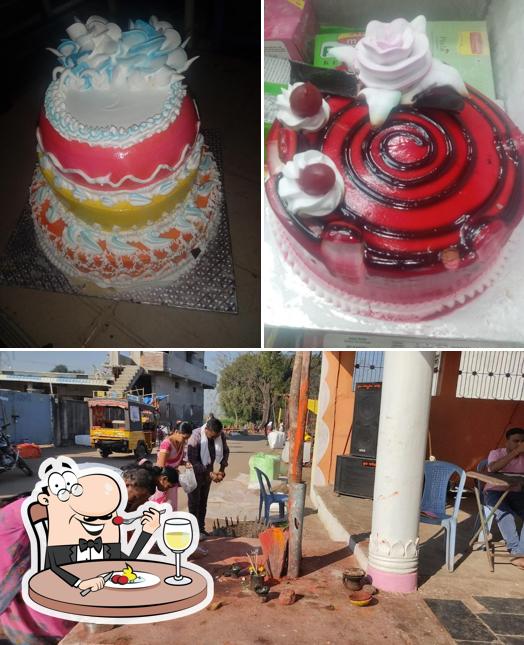 Check out the picture showing food and exterior at Karachi Bakery
