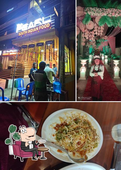 This is the photo depicting interior and food at Dhosa khajana ( The Pearl Hotel bwn)