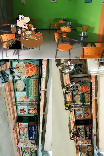 Take a look at the picture displaying food and interior at Hotel Taste Well in celebration