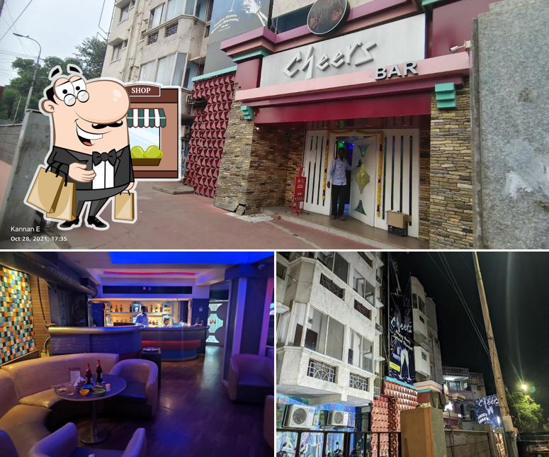 The restaurant's exterior and bar counter