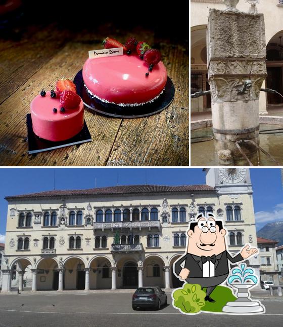 La esterno e cibo del ristorante