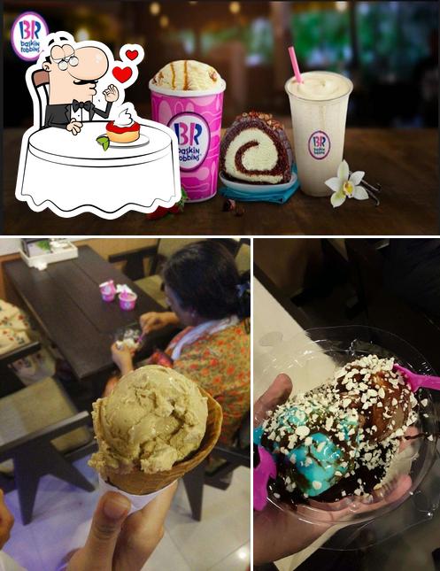 Baskin Robbins offers a selection of sweet dishes