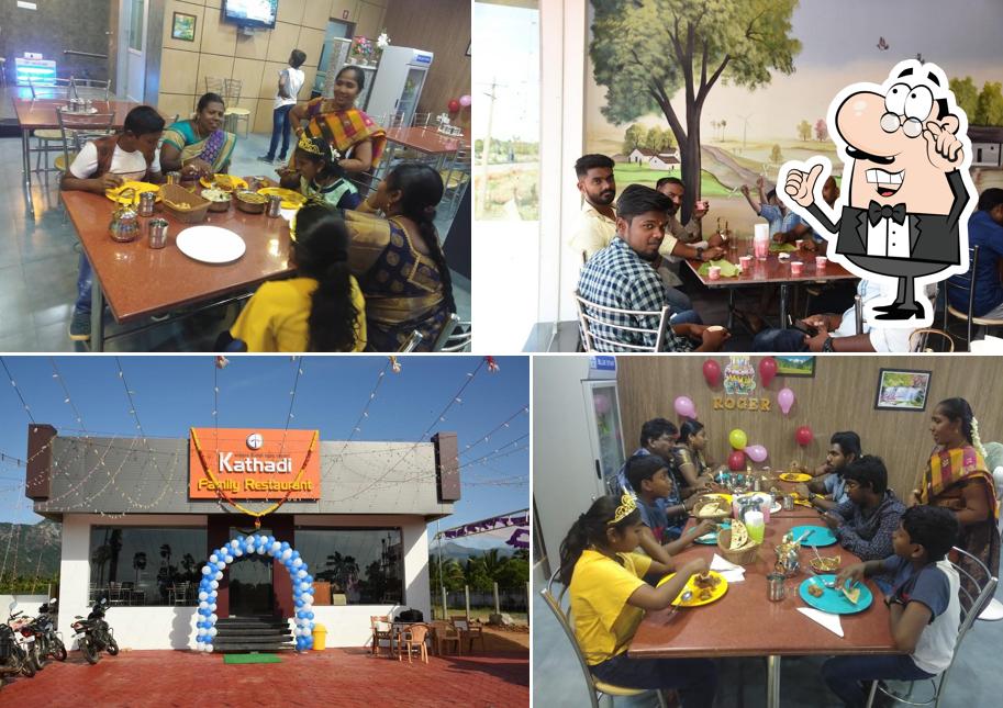 Take a seat at one of the tables at Kathadi Family Restaurant