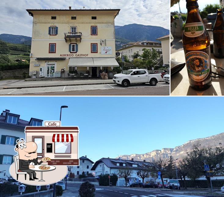 La esterno e cibo del ristorante