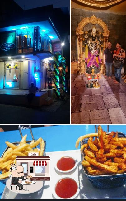 The restaurant's exterior and food