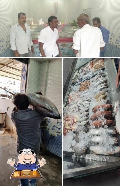 This is the image depicting food and interior at Mani Fish Centre