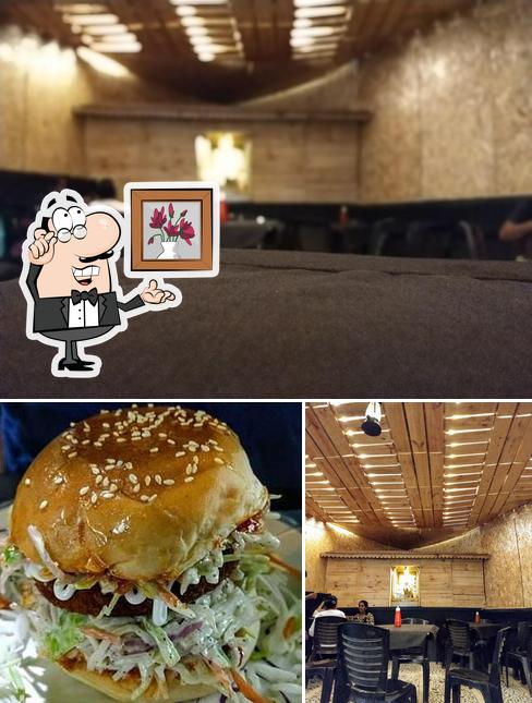 This is the picture depicting interior and burger at Ice Zone