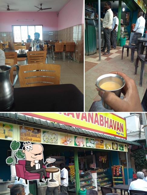 The interior of Hotel Sri Saravana Bhavan