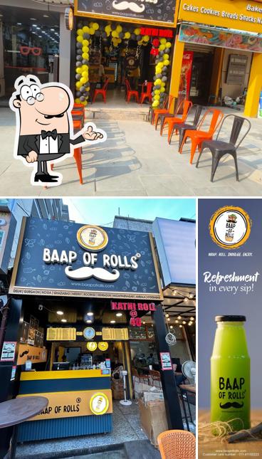 Among different things one can find interior and food at Baap of Rolls