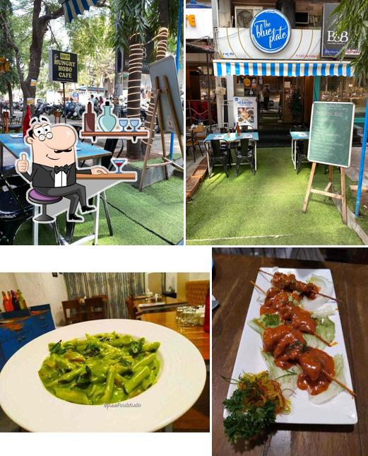 Take a seat at one of the tables at The Blue Plate