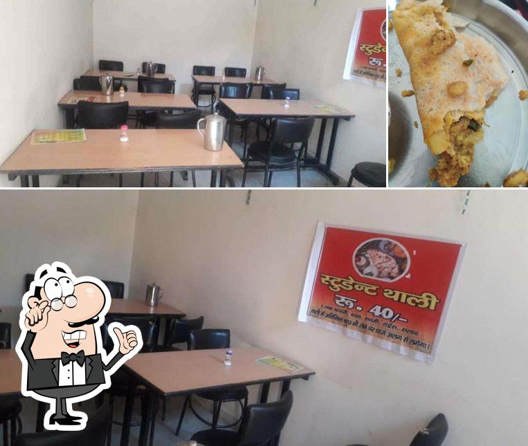 The restaurant's interior and food