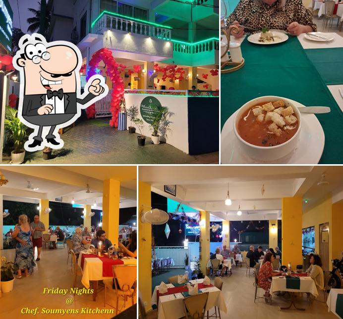 Take a seat at one of the tables at Chef Soumyens Kitchen