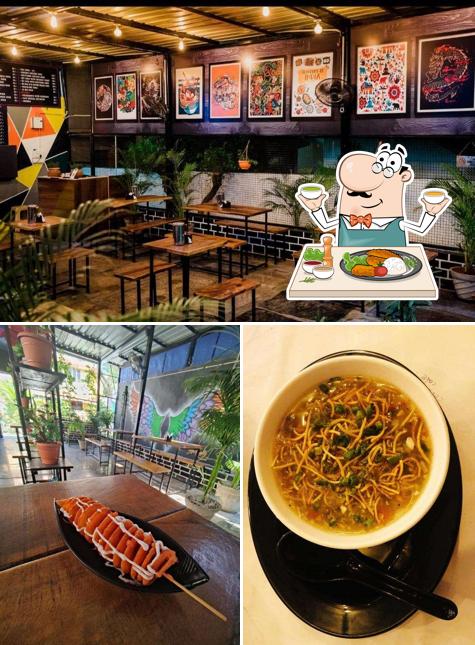 This is the photo showing food and interior at Green Hut Cafe