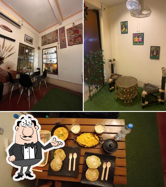 Take a look at the image displaying interior and food at Food Buke