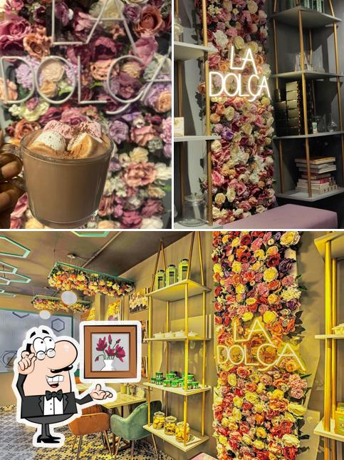 Take a look at the picture depicting interior and beverage at La Dolça Pasteleria Pvt LTD