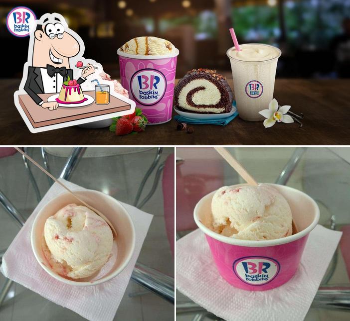 Baskin Robbins serves a variety of sweet dishes