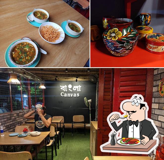 The image of food and interior at Bangla Canvas Cafe, College Street