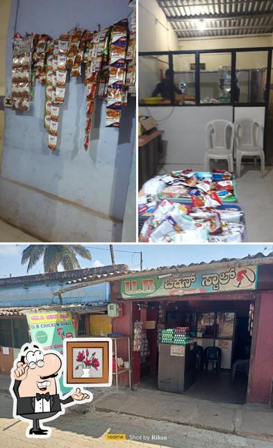Take a look at the image showing interior and sushi at U.B Chicken Center