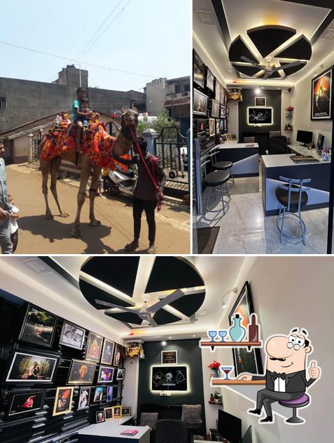 This is the image depicting interior and food at S.K Bar