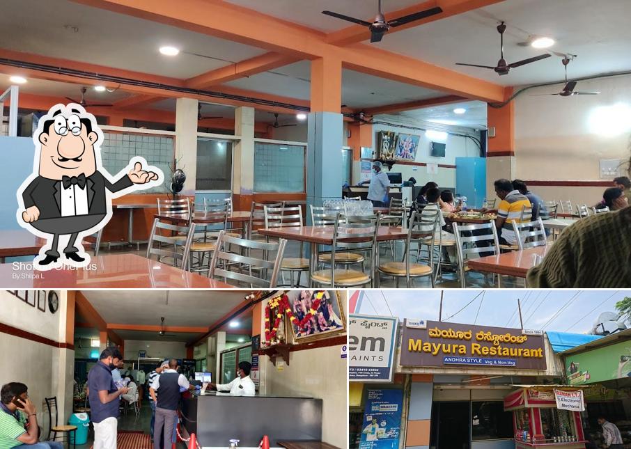 The image of Mayura Restaurant’s interior and exterior