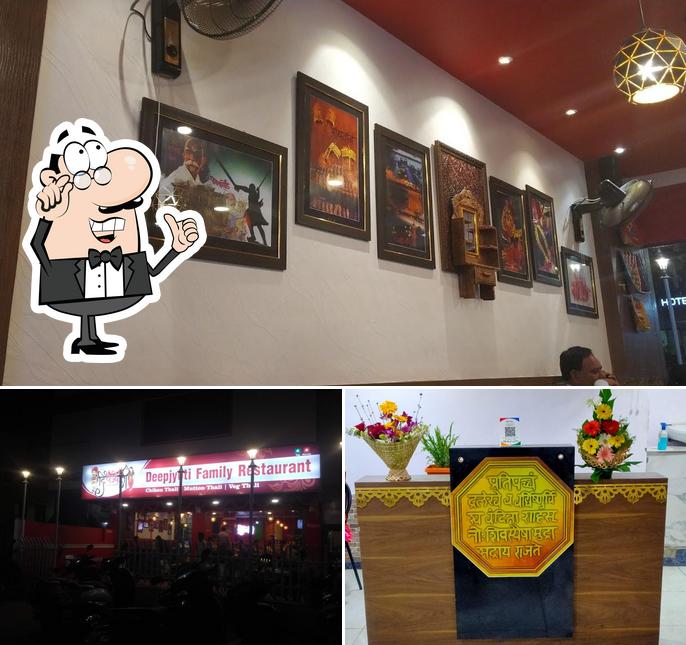 The interior of Atharva's Deepjyoti Family Restaurant