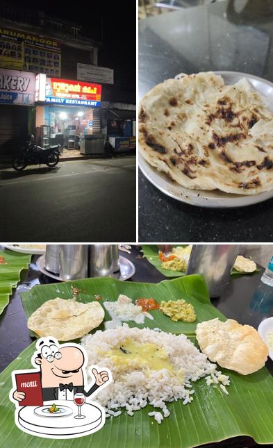This is the picture displaying food and exterior at Murugan Cafe