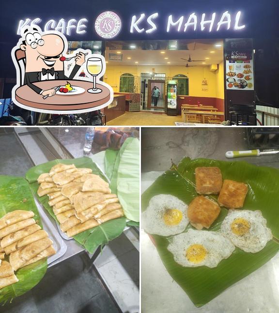 Among different things one can find food and interior at KS Cafe and KS Mahal Family Restaurant