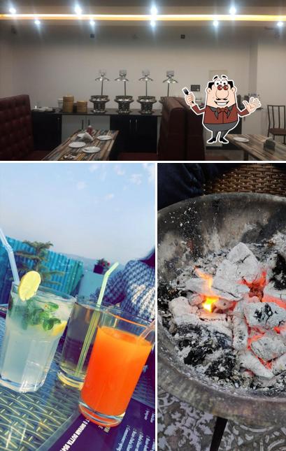 Among various things one can find food and dining table at Gandola