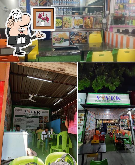 The interior of Vivek Pure Vegetarian Restaurant