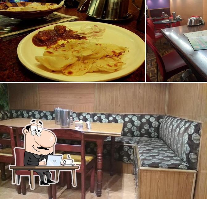 Take a look at the picture showing interior and food at Green Nasco food court