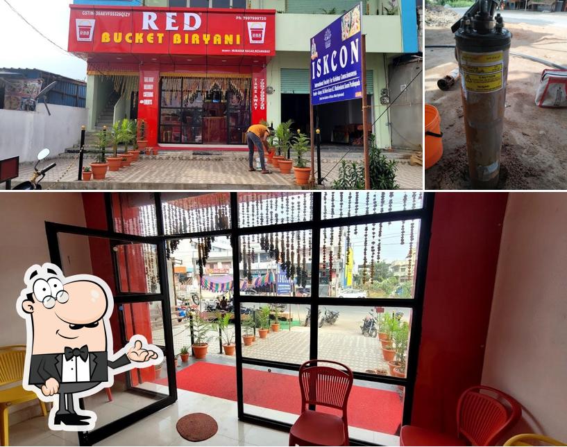 The interior of Red Bucket Biryani Mubarak Nagar