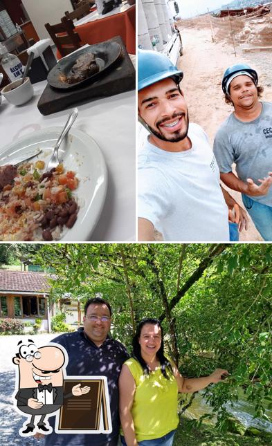 A ilustração a Restaurante Família Faria’s exterior e comida