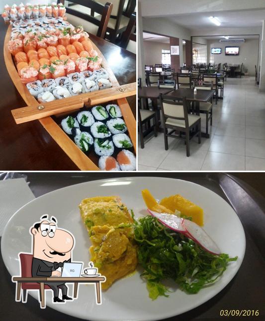 A ilustração do Fricassê Restaurante’s interior e comida