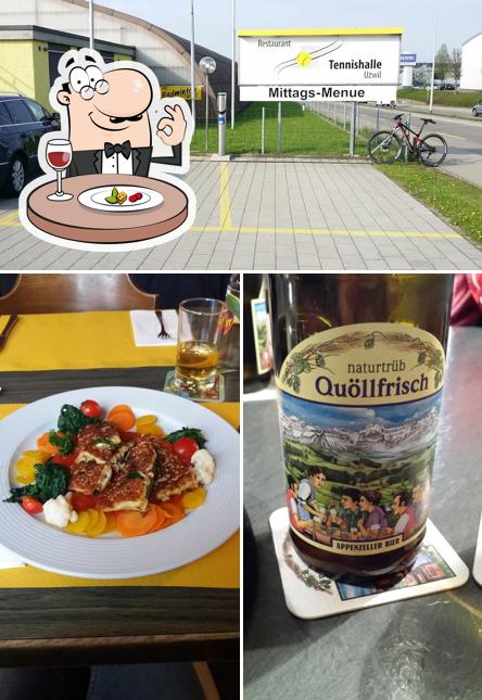 Tra le diverse cose da Restaurant Tennishalle si possono trovare la cibo e esterno