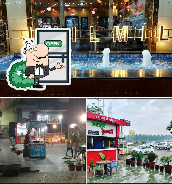 Take a look at the photo showing exterior and interior at Jhilmil Dhaba