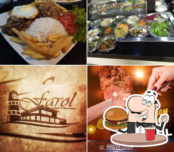 Peça um hambúrguer no Farol Churrascaria e Choperia